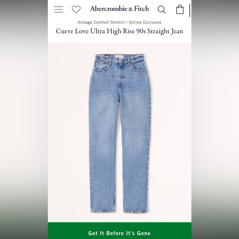 Abercrombie & Fitch Curve Love Ultra High Rise 90s Straight